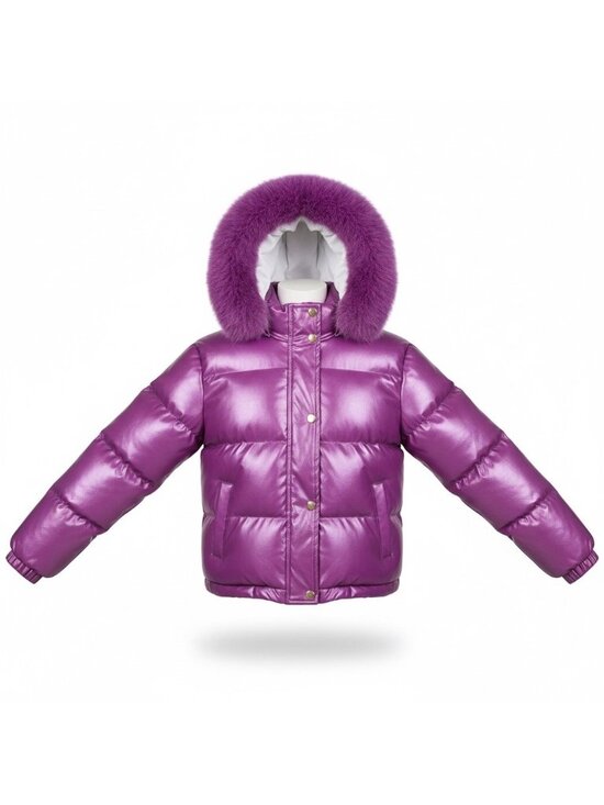 Fashion Nova Other - Fashion Nova Girls Purple Puffer Coat Faux Fur Hood Size 14 Y2K Winter